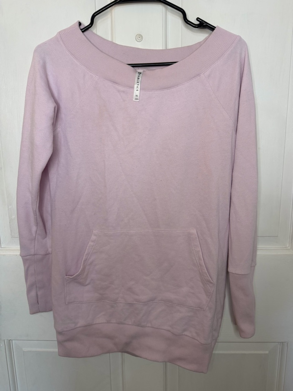 Fabletics Blush Pink Off-Shoulder Crewneck Sweatshirt